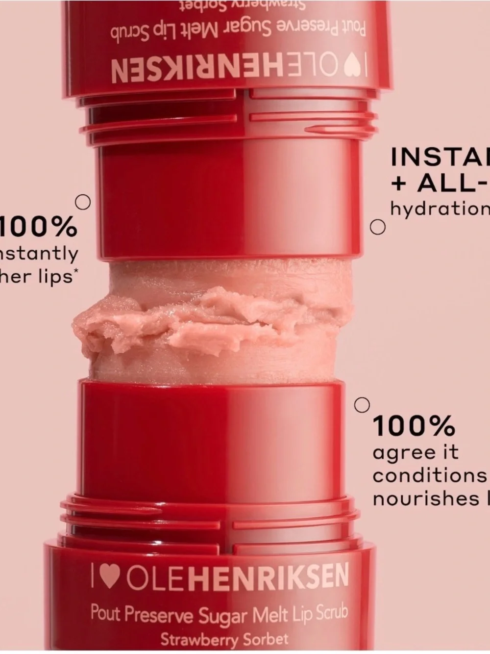Ole Henriksen Strawberry Sorbet Pout Preserve Sugar Melt Lip Scrub